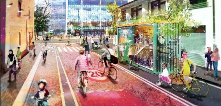 Rendering di via Zanella secondo la visione dell'Associazione Acropoli